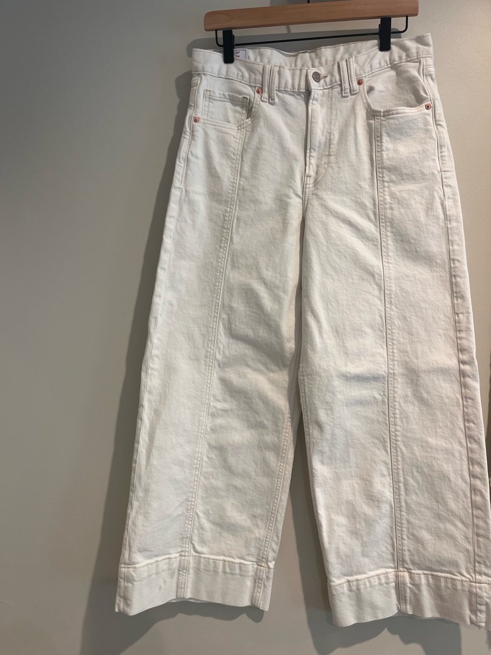 GAP High Rise Stride Ankle Wide Leg Jean Size 30 White Ivory Beige